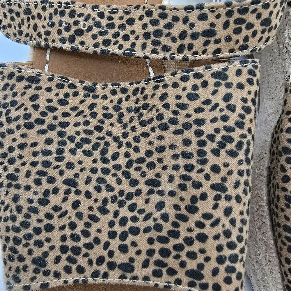 Size 10 Universal Thread Morgan Leopard Print Espadrille Wedge Woven Heel 3in